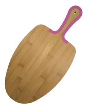 TABLA DE BAMBOO OVAL CON SILICONA ROSA 24 X 18