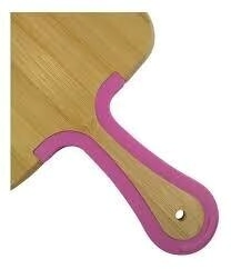 TABLA DE BAMBOO OVAL CON SILICONA ROSA 24 X 18