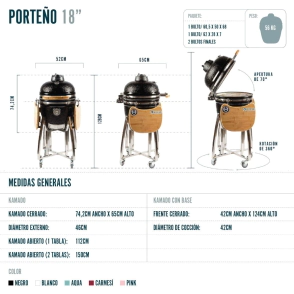 KAMADO ARGENTINO PORTE�O 18" NEGRO