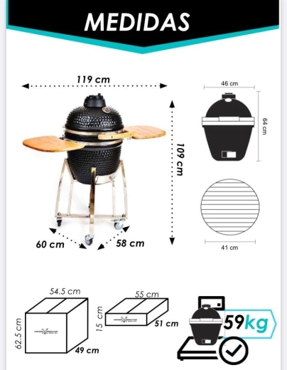 KAMADO ARGENTINO PORTEO 18" NEGRO