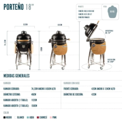 KAMADO ARGENTINO PORTE�O 18" NEGRO
