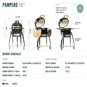 KAMADO ARGENTINO PAMPERO 16" NEGRO