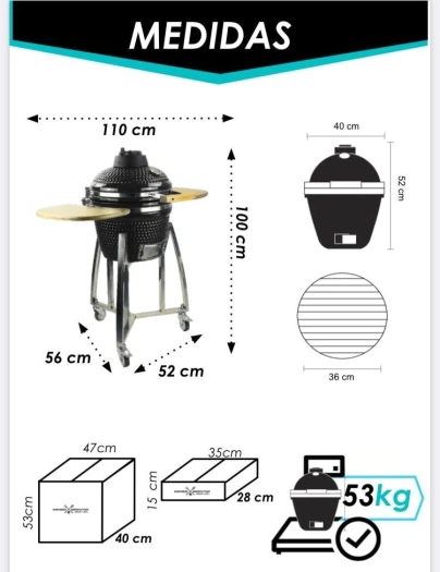 KAMADO ARGENTINO PAMPERO 16" NEGRO