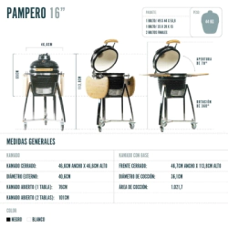 KAMADO ARGENTINO PAMPERO 16" NEGRO