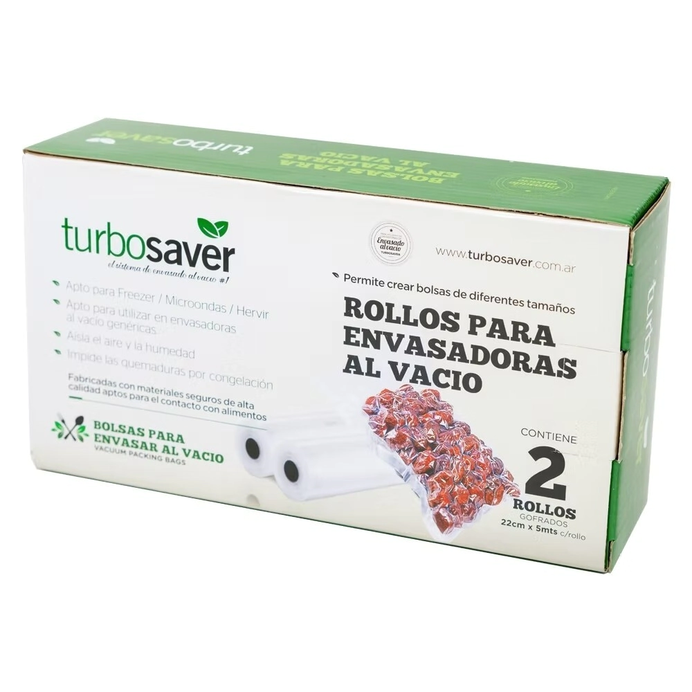ROLLO PARA ENVASAR AL VACIO 28 X 500 CM GOFRADO 2 UNIDADES TURBOSAVER