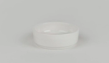 CAZUELA 8 CM RAYADA BAJA BLANCA PORCELANA