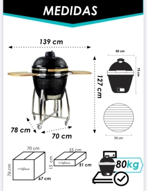 KAMADO ARGENTINO GRAN ASADOR CRIOLLO 24" BLANCO