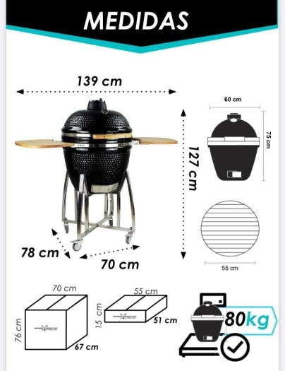 KAMADO ARGENTINO GRAN ASADOR CRIOLLO 24" BLANCO