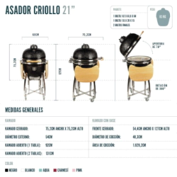 KAMADO ARGENTINO ASADOR CRIOLLO 21" BLANCO