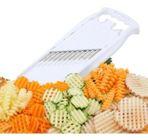 MANDOLINA WAFFEL XXL CORTADOR ONDULADO Y REJILLA GRUESAS BLANCO BORNER