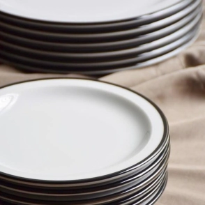 PLATO POSTRE TAVOLA FILETE VOLCADO NEGRO VERBANO