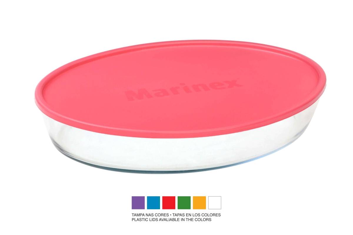 FUENTE VIDRIO TEMPLADO OVAL 30 X 21 CM 2,4 LTS CON TAPA FACILITA MARINEX