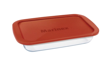 FUENTE VIDRIO TEMPLADO RECTANGULAR 39 X 24 CM 2,9 LTS CON TAPA FACILITA MARINEX