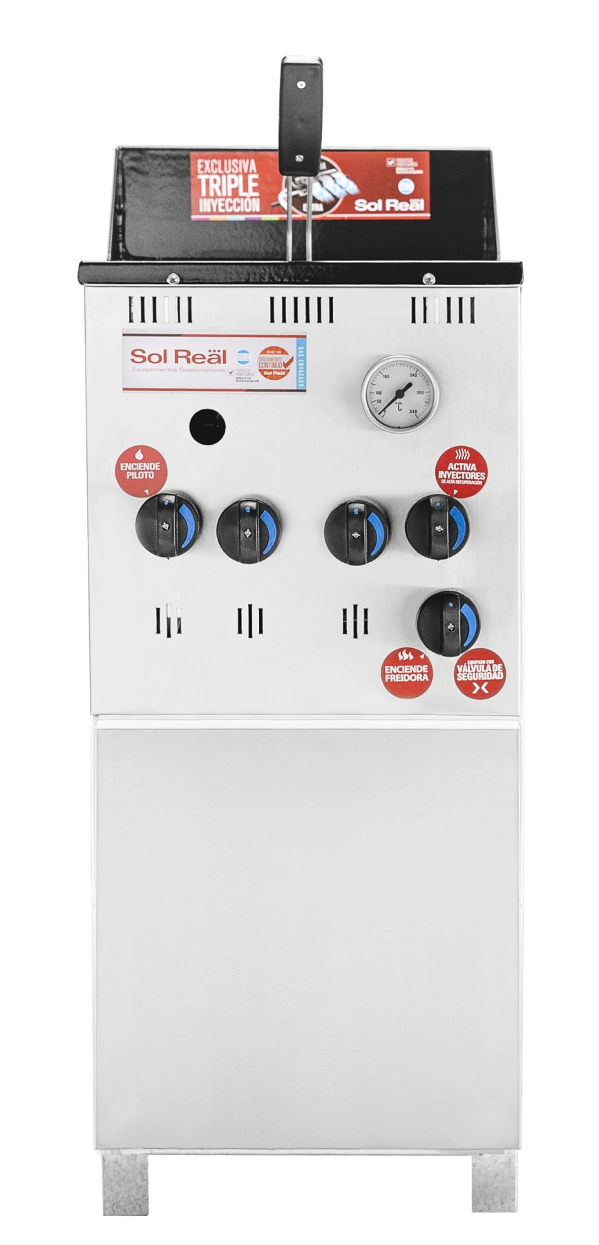 FREIDORA 11,5 LTS TRIPLE INYECCION MOD.10 GAS ENVASADO SOL REAL