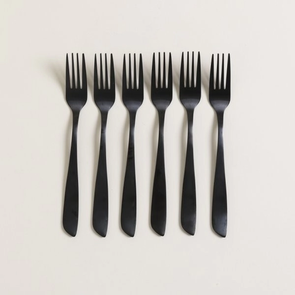 SET X 6 TENEDORES DE MESA LISBOA NEGRO MATE