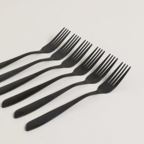 SET X 6 TENEDORES DE MESA LISBOA NEGRO MATE