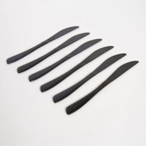 SET X 6 CUCHILLOS DE MESA LISBOA NEGRO MATE 22 CM