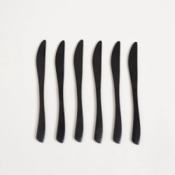 SET X 6 CUCHILLOS DE MESA LISBOA NEGRO MATE 22 CM