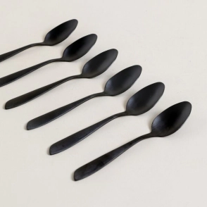 SET X 6 CUCHARAS DE MESA LISBOA NEGRO MATE
