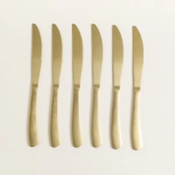SET X 6 CUCHILLOS DE MESA LISBOA DORADO MATE