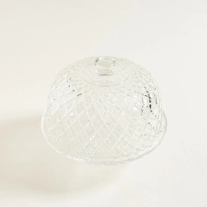 CAMPANA DE VIDRIO ROMBOS CON PIE 30 X 24 CM