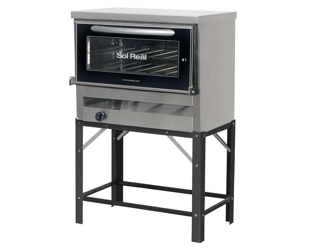 HORNO PIZZERO 6 MOLDES ACERO PUERTA VIDRIO CON GRATINADOR GAS ENVASADO SOL REAL