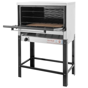 HORNO PIZZERO 6 MOLDES ACERO PUERTA VIDRIO CON GRATINADOR GAS ENVASADO SOL REAL