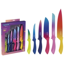 JUEGO DE CUCHILLAS 6 PIEZAS COLORCUT ESFUMADO CAJA TRAMONTINA