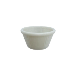 CAZUELA 7 X 4 CM CONICA RAYADA BLANCA