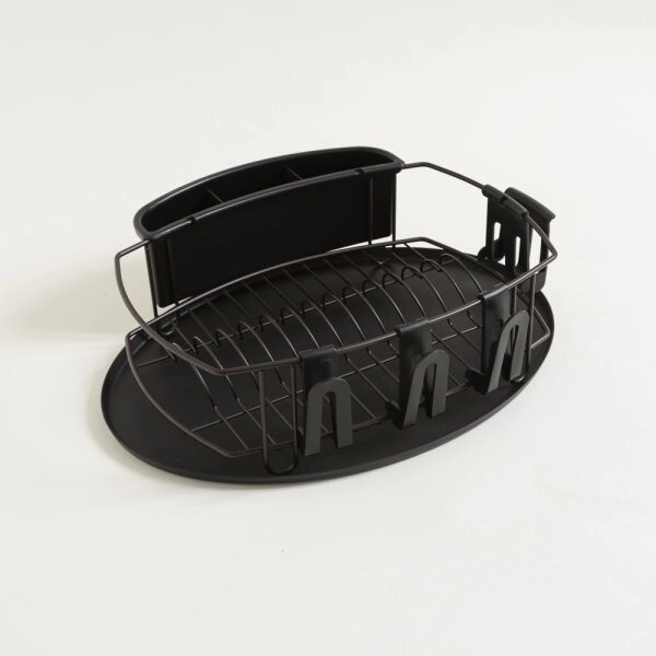 ESCURRIDOR DE PLATOS ACERO NEGRO OXIDE CON BANDEJA NEGRA