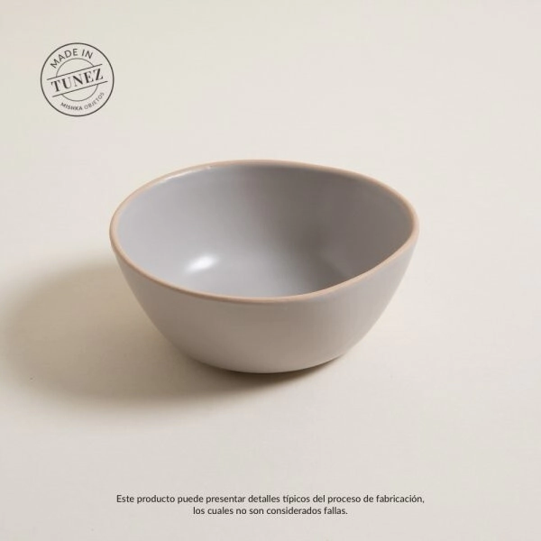 BOWL 14,5 CM MONASTIR GRIS CON BORDE NATURAL SATINADO