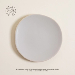 PLATO POSTRE 20 CM MONASTIR GRIS CON BORDE NATURAL SATINADO