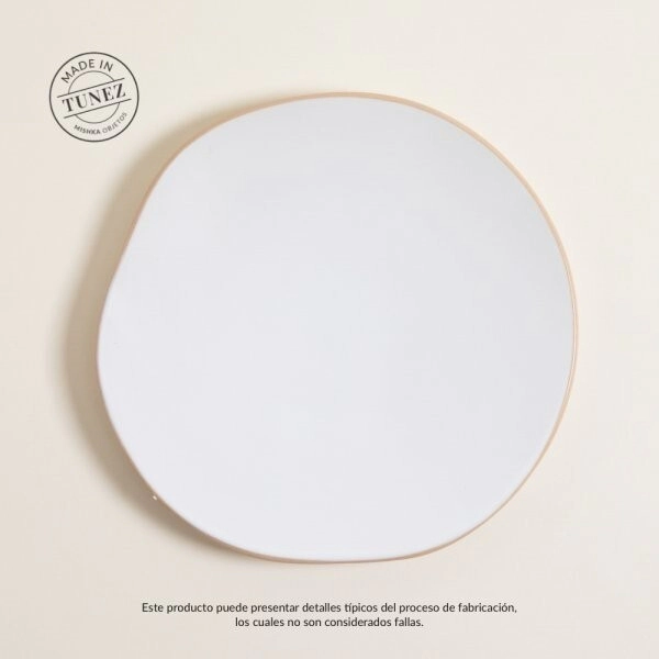PLATO PLAYO 27 CM MONASTIR BLANCO CON BORDE NATURAL SATINADO