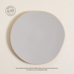 PLATO PLAYO 27 CM MONASTIR GRIS CON BORDE NATURAL SATINADO