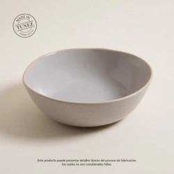 ENSALADERA 24 CM MONASTIR GRIS SATINADA BORDE BEIGE