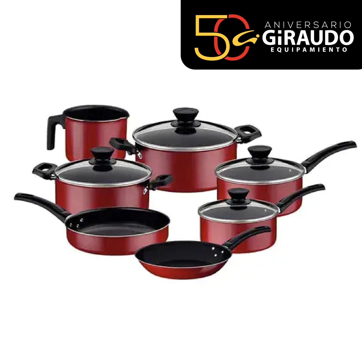 BATERIA DE COCINA COIMBRA 7 PIEZAS ROJA TRAMONTINA