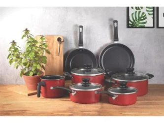 BATERIA DE COCINA COIMBRA 7 PIEZAS ROJA TRAMONTINA