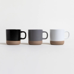 JARRO MUG 368 CC RECTO NEGRO BASE BEIGE SATINADO