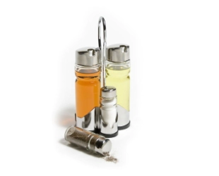 JUEGO DE ACEITERA X 4 VIDRIO Y ACERO INOXIDABLE