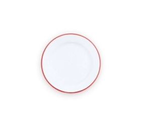 PLATO PLAYO 18 CM BLANCO CON BORDE ROJO ENLOZADO