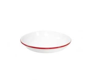 PLATO HONDO 22 CM BLANCO CON BORDE ROJO ENLOZADO