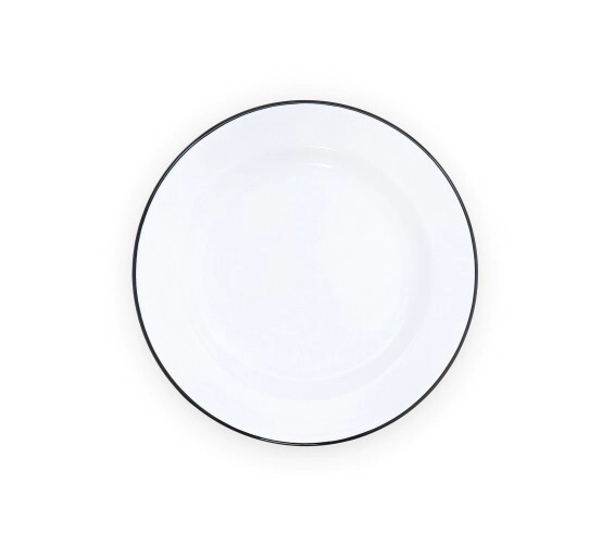 PLATO PLAYO 25,5 CM BLANCO CON BORDE NEGRO ENLOZADO