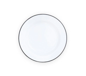 PLATO PLAYO 25,5 CM BLANCO CON BORDE NEGRO ENLOZADO