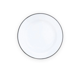 PLATO PLAYO 25,5 CM BLANCO CON BORDE NEGRO ENLOZADO
