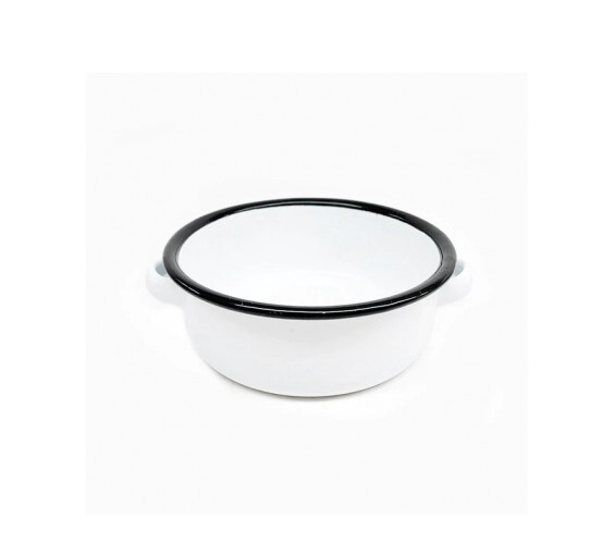 CAZUELA 11 X 4,5 CM BLANCO CON BORDE NEGRO ENLOZADO