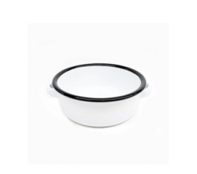 CAZUELA 11 X 4,5 CM BLANCO CON BORDE NEGRO ENLOZADO