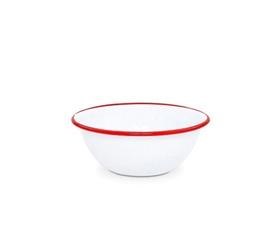 BOWL 18 X 8 CM BLANCO CON BORDE ROJO ENLOZADO