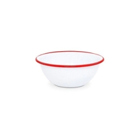 BOWL 18 X 8 CM BLANCO CON BORDE ROJO ENLOZADO