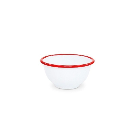 BOWL 14 X 7 CM BLANCO CON BORDE ROJO ENLOZADO