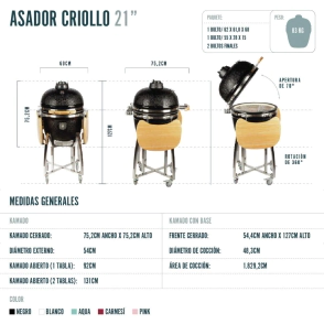 KAMADO ARGENTINO  ASADOR CRIOLLO 21" CARMESI